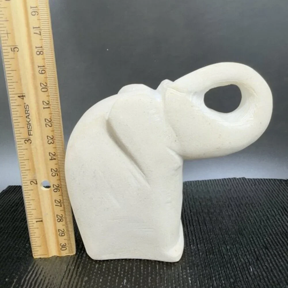Hand Carved Stone Elephant‎ Primitive Style Heavy Paperweight Figure Decorative
